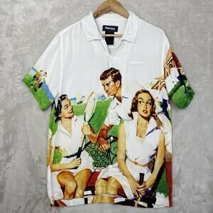 Paterson League Montclair Tennis Club Rayon Shirt L Retro 50s Kitsch Americana